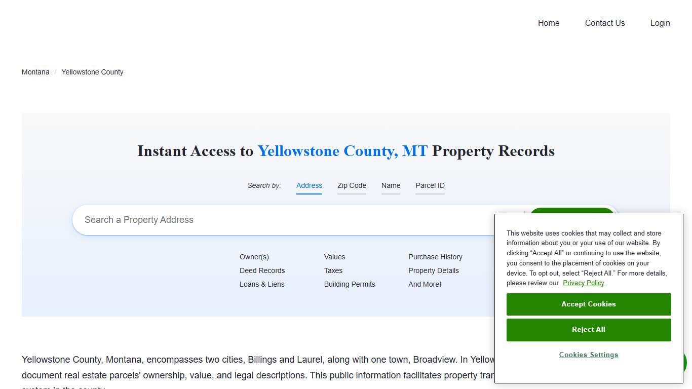 Yellowstone County Property Records Owners, Deeds, Permits